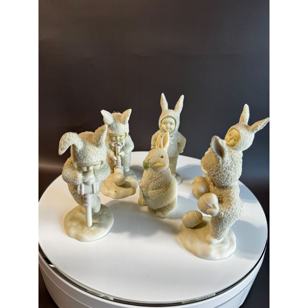 Dept 56 Snowbabies Easter Bunny Suit Figurines Lot of 5 Bisque Porcelain - Picture 2 of 13
